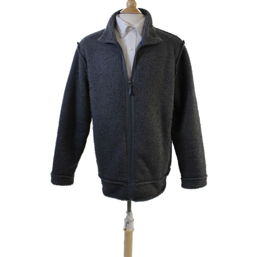 DKNY Men Collared Zip Jacket Dark Gray Long Sleeve Size XL